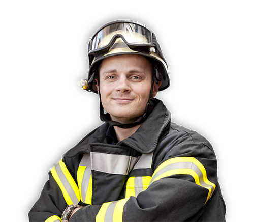 Beispielbild für einen zufriedenen Feuerwehrmann, durch die Nutzung des APLIMO-Informationssystems